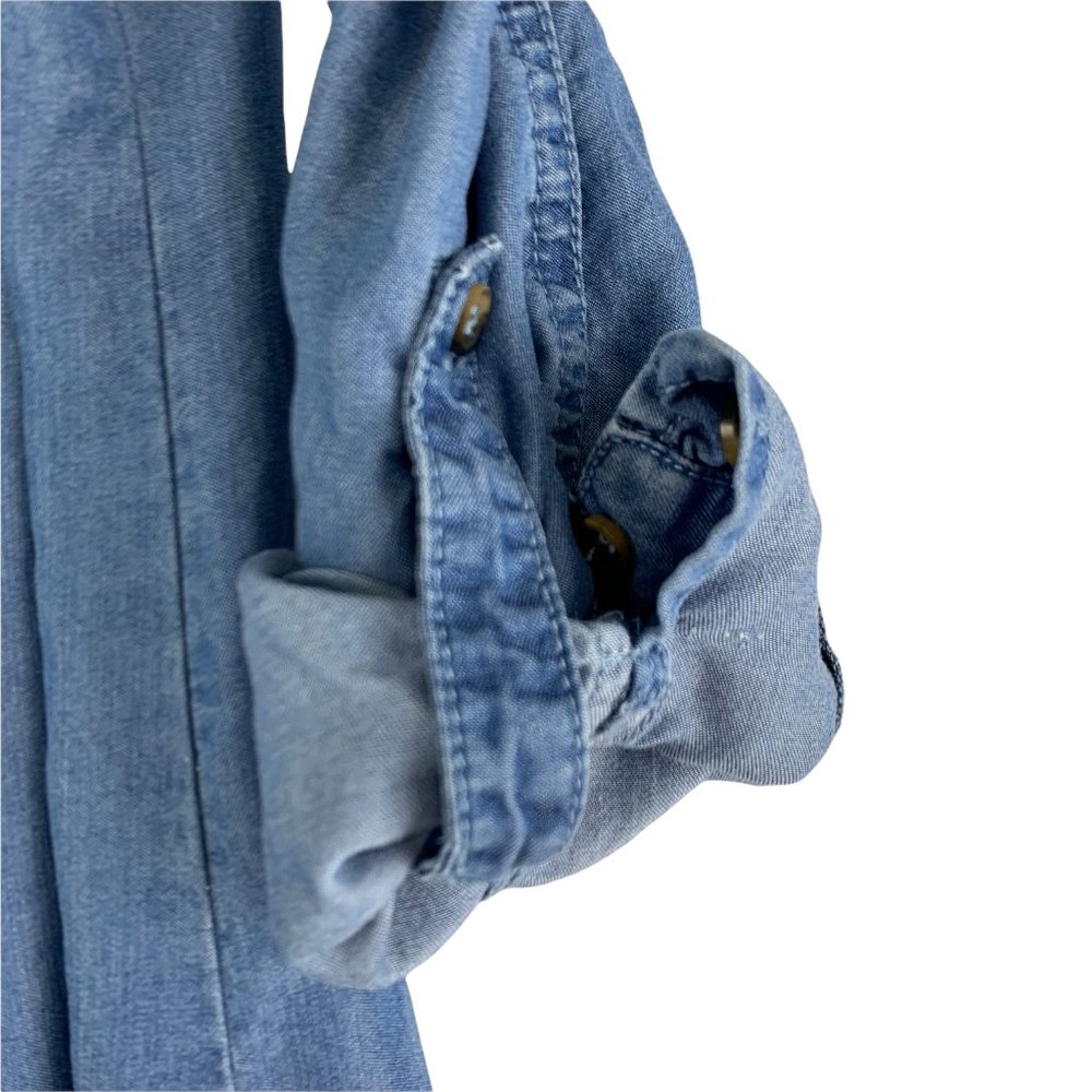 **SOLD**Pilcro and Letterpress Anthropologie Off the Shoulder Chambray Dress - Picture 3 of 6